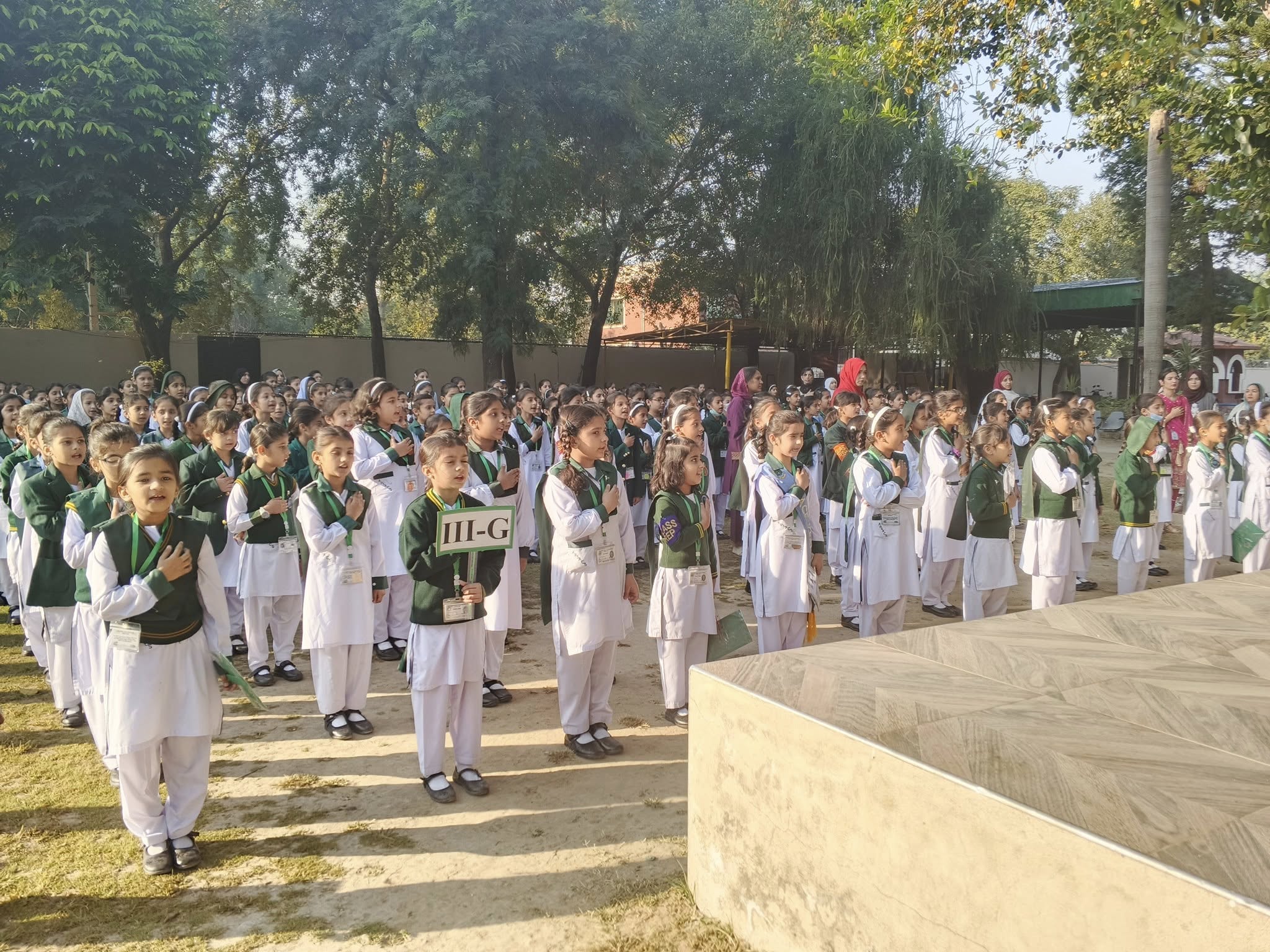 Students standing in school assembly